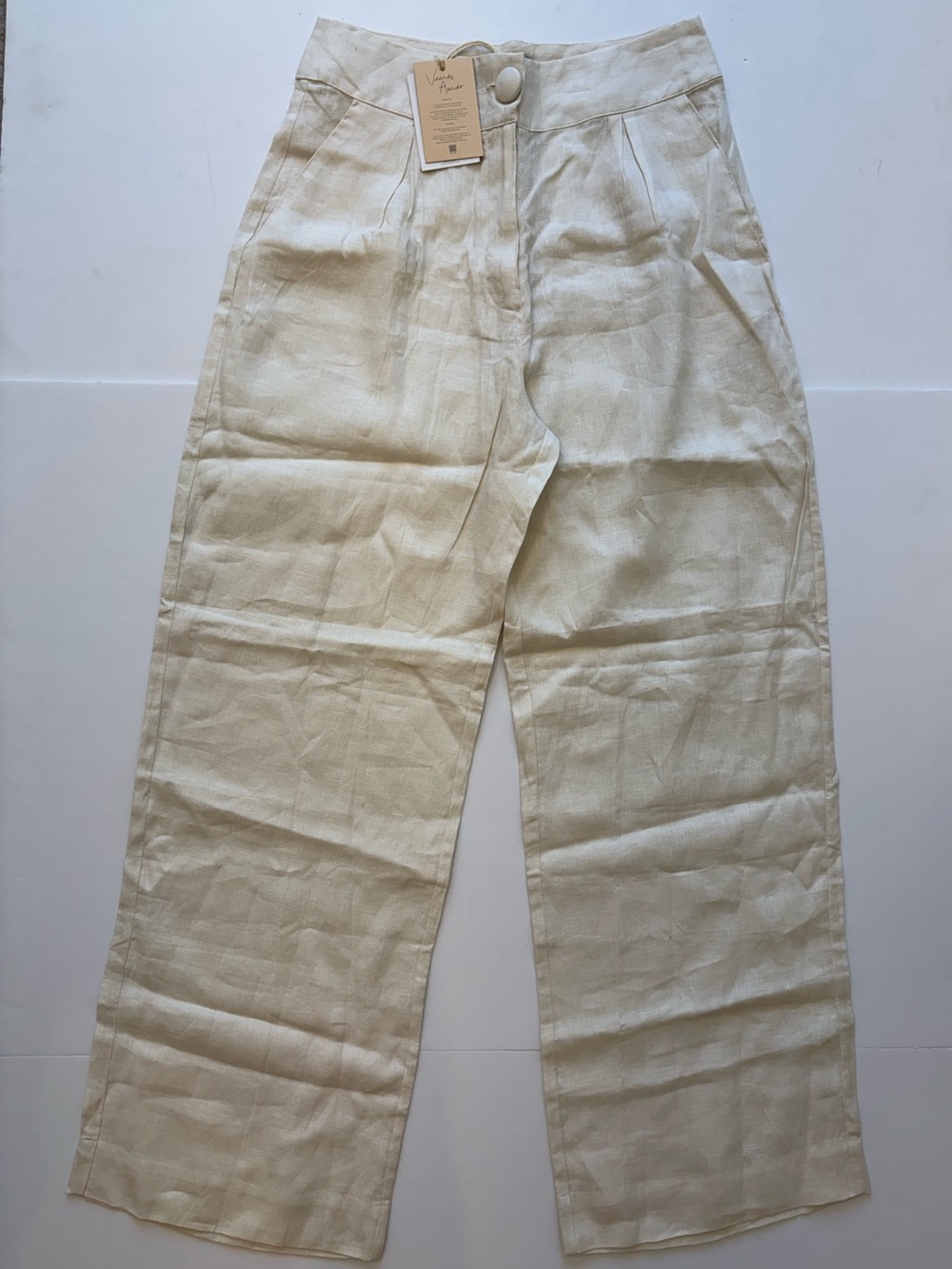 Enchantadore Linen Wide Leg Pants in Natural Cream NWT